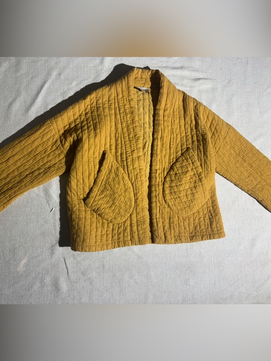 L’atelier Paris Intuition Jackets & Blazers - L’atelier Paris Intuition Quilted Mustard Open-Front Jacket Oversized S-L